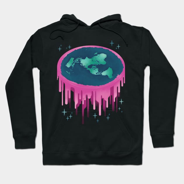 Neon Drippy Flat Earth Hoodie by DCLawrenceUK